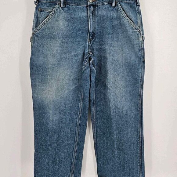 Duluth Trading Other - Duluth Trading Co Mens Sz 40x28 Carpenter Wide Straight Leg Faded Blue Jeans
